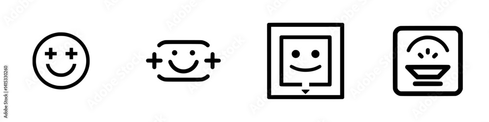 Poster collection of vector illustration icons representing different smiley face designs with varying expr
