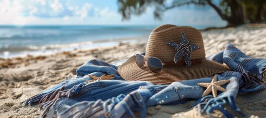 Essential summer accessories  embrace vacation vibes with stylish hats and sunglasses