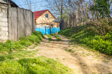 Beautiful rural landscape from the Republic of Moldova. Village life in spring.