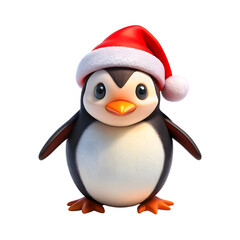 Fototapeta premium penguin with Christmas hat icon on a transparent background