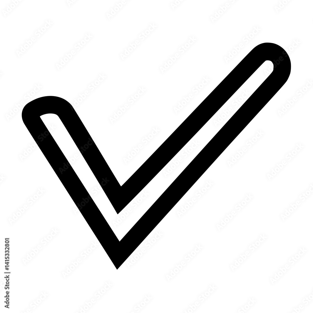Poster checkmark icon symbolizing completion and approval in a simple vector style