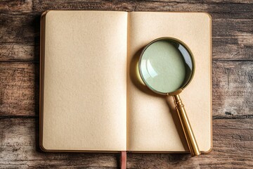 Open Book, Magnifying Glass, Discovery Concept
