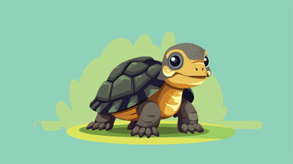 Obraz premium Adorable Tiny Small Wild Turtle Isolated on Colored Background