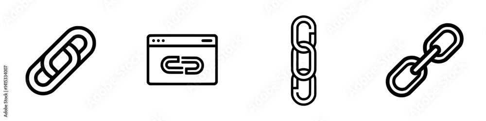 Poster icon of link symbols representing connection in various formats for digital applications and web dev