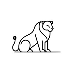 Obraz premium Sitting lion vector illustration in minimalist style on a plain background ready for design projects