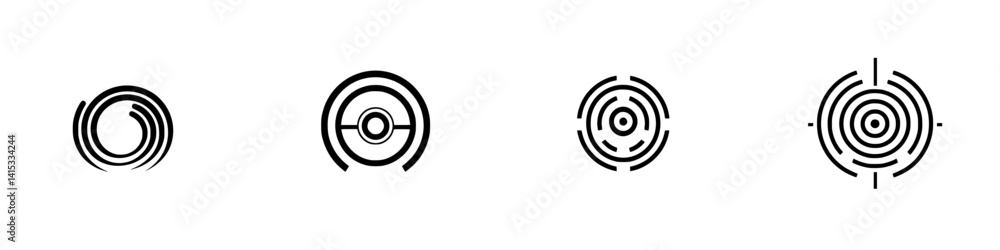 Poster vector illustration icons depicting abstract concentric circles with varied inner designs for design