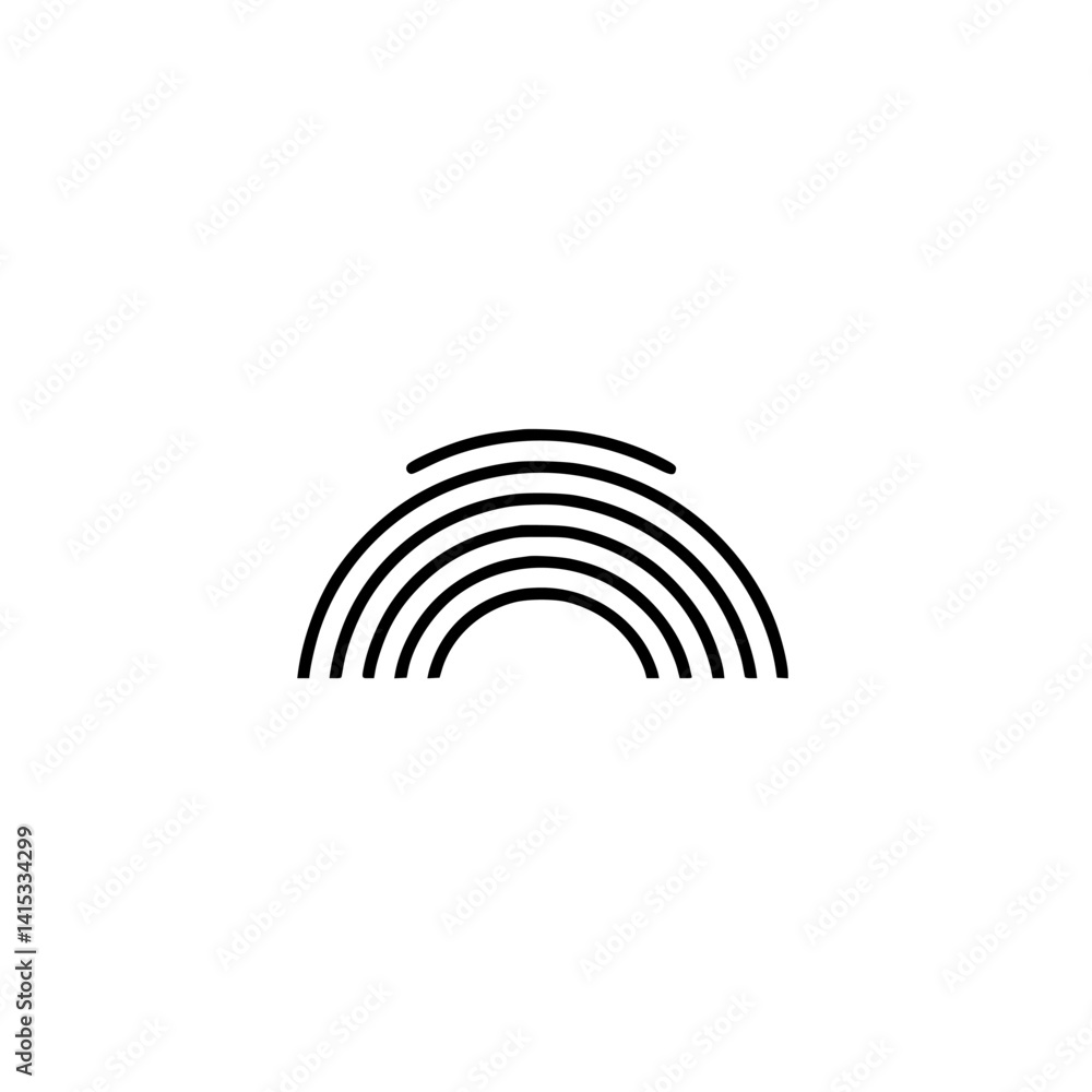 Poster vector illustration of a minimalist rainbow design in a simple black line style on a white backgroun