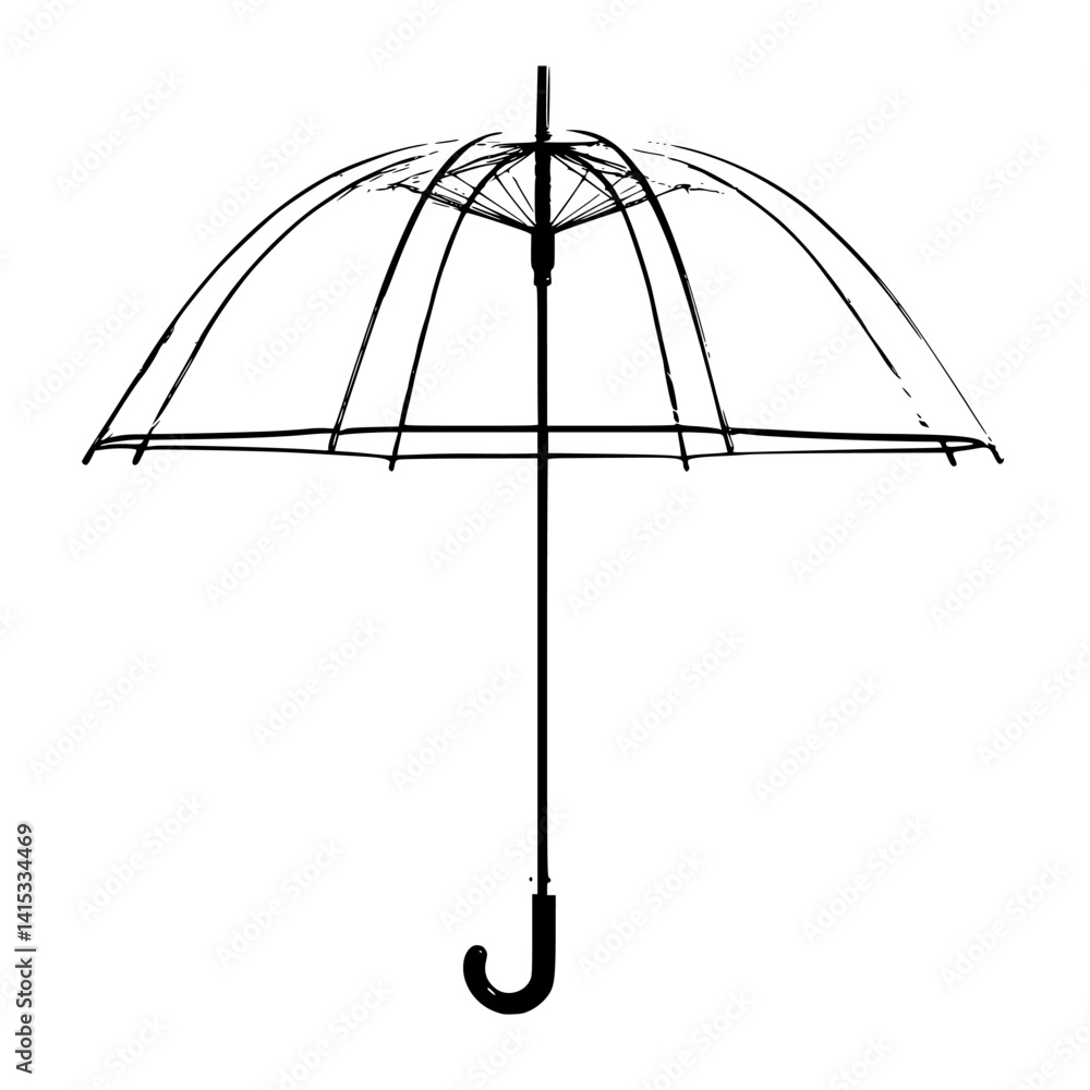 Poster simple vector illustration of an umbrella showcasing its structure and design for various uses