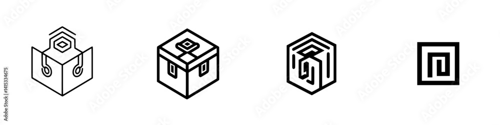 Poster vector illustration of abstract geometric icons showcasing intricate designs and patterns for digita