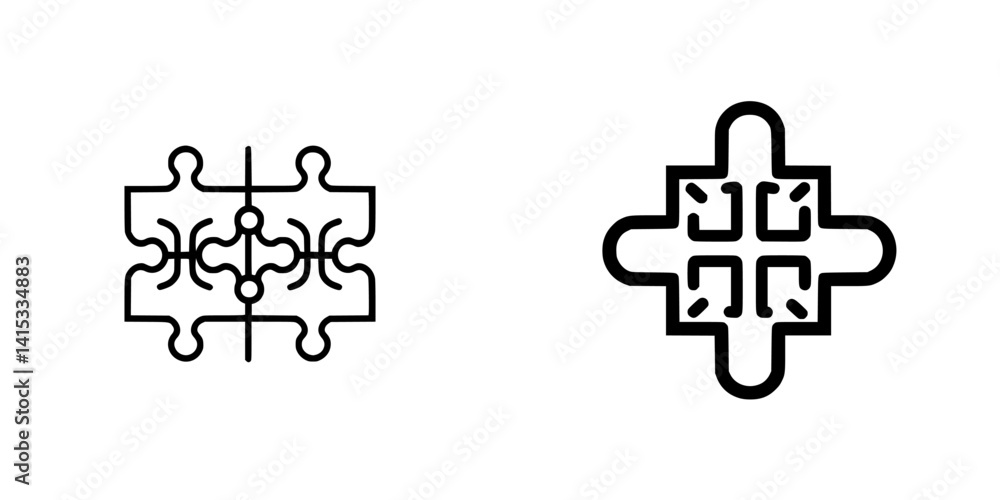 Aufkleber vector illustration icon depicting interconnected geometric shapes representing unity and collaborat