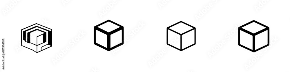 Poster vector illustration of geometric shapes with variations in design showcasing cubes and hexagons in a