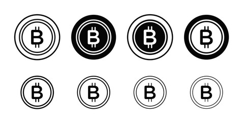 Bitcoin icon Black and white outline vector