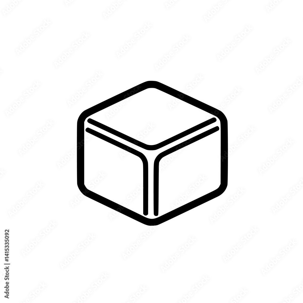Poster hexagonal vector illustration depicting a minimalistic cube design with clear edges and lines for mo