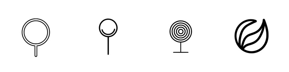 Obraz premium Vector illustration icons featuring different types of lollipops and a leaf symbol representing nature's sweetness