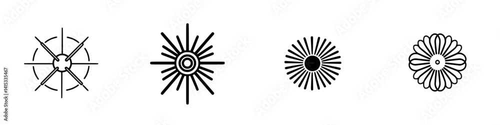 Poster vector illustration icons depicting various geometric shapes and patterns with distinct designs for 