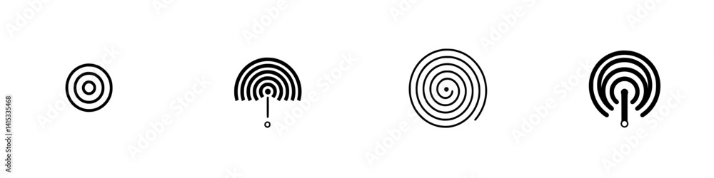 Aufkleber vector illustration icons of concentric circles representing various notification or alert styles
