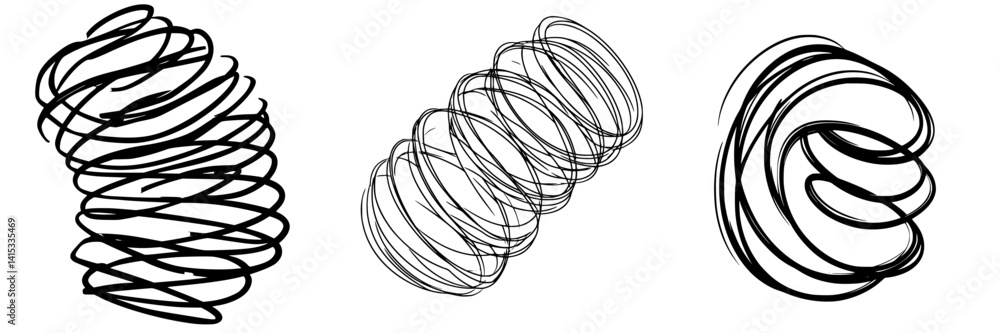 Aufkleber vector illustration of abstract swirling shapes demonstrating movement and flow in minimalist design