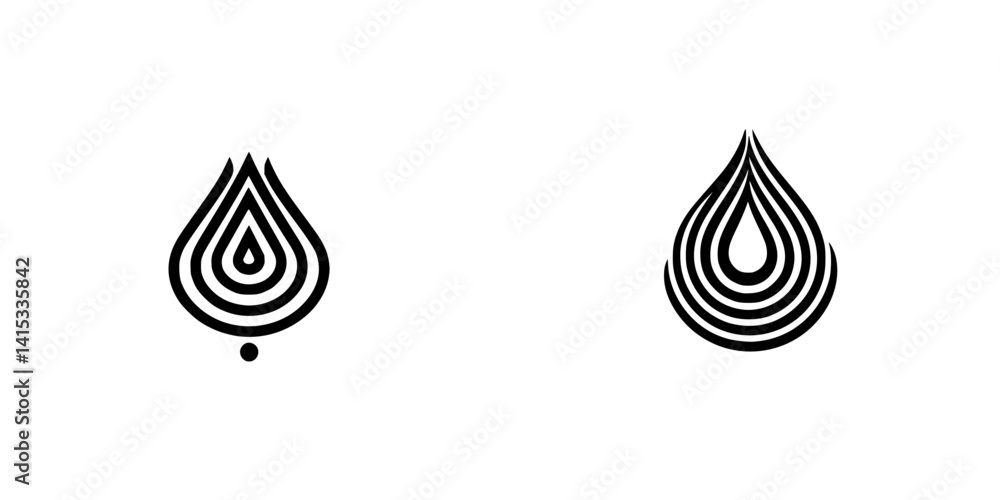 Poster stylized vector illustration of water droplets with layered design elements in a minimalistic style