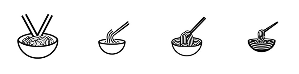 Delicious vector illustration of noodle bowls with chopsticks showcasing different serving styles and sizes