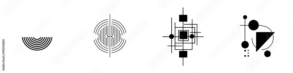 Poster vector illustrations of abstract geometric shapes and patterns suitable for creative design projects