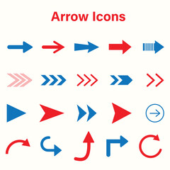 Vector flat arrows set. Clipart for web design, mobile apps, interface and so on