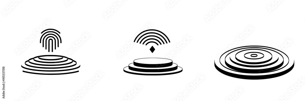 Aufkleber design of abstract vector illustration icons representing layers, patterns, and geometric shapes for