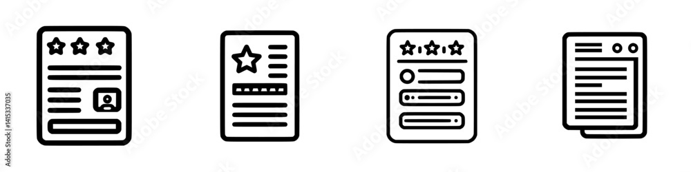 Poster vector illustration icons depicting different styles of document layouts for various applications an