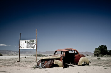 old car in the desert of Solitaire in Namibia