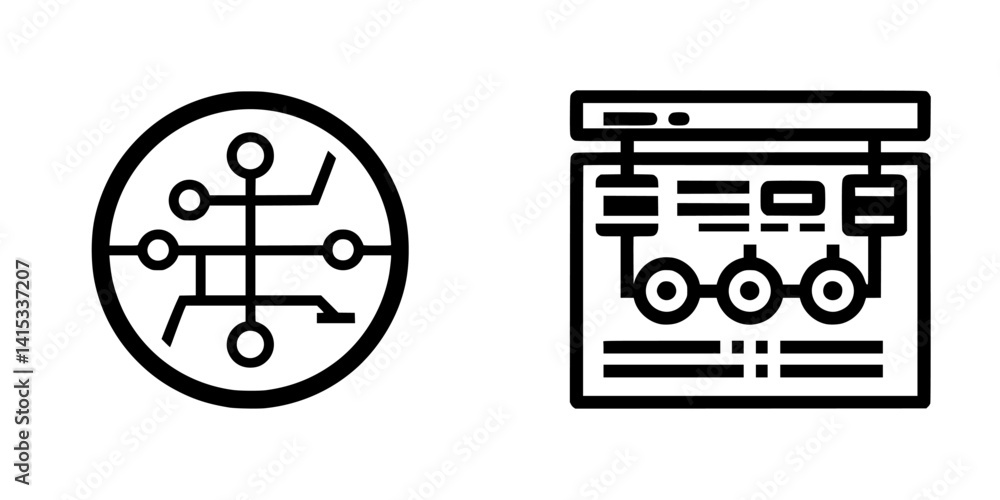 Poster vector illustration of digital icon representing circuit diagram and data flow layout for technology
