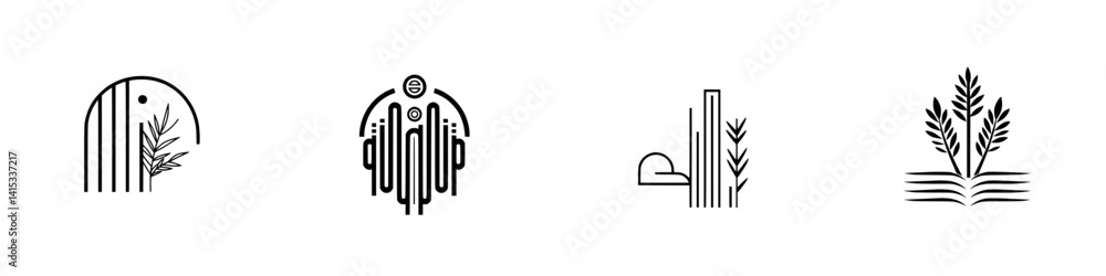 Poster vector illustration icons depicting abstract forms of nature and human connection in a harmonious an