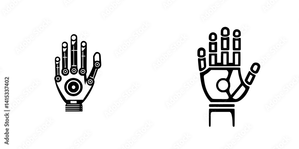 Poster vector illustration of robotic hands showcasing technology and innovation in design and functionalit
