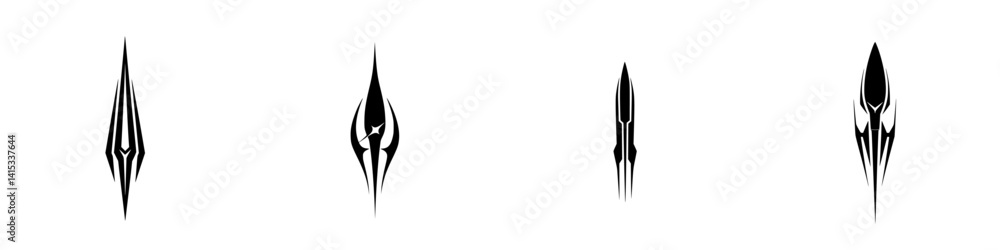 Poster vector illustration icons of stylized sharp shapes representing various abstract forms