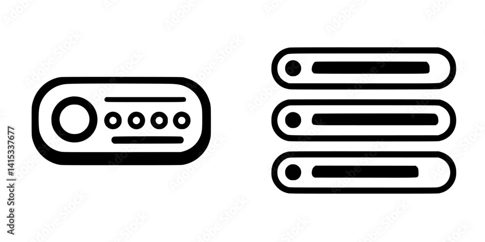 Poster modern vector illustration of data storage icons showcasing various designs and functionalities in a