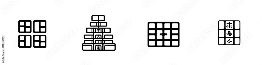 Poster vector illustration icons depicting various types of grid patterns and shapes showcasing symmetry an