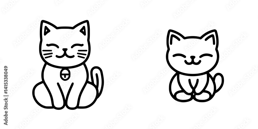 Poster cute and simple vector illustration of two happy cats with playful expressions and distinct features