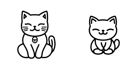 Fototapeta premium Cute and simple vector illustration of two happy cats with playful expressions and distinct features