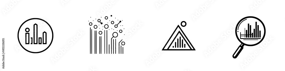 Poster vector illustration icons representing various data visualization concepts for charts and graphs in 
