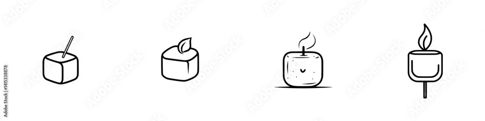 Aufkleber collection of vector illustrations depicting various types of candles in minimalist style showcasing