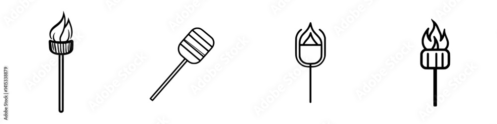 Poster vector illustration of various torch designs with different styles and shapes for creative projects 