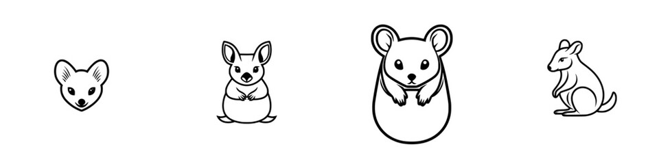 Naklejka premium Cute vector illustrations of various small rodents in a simple, minimalist design style