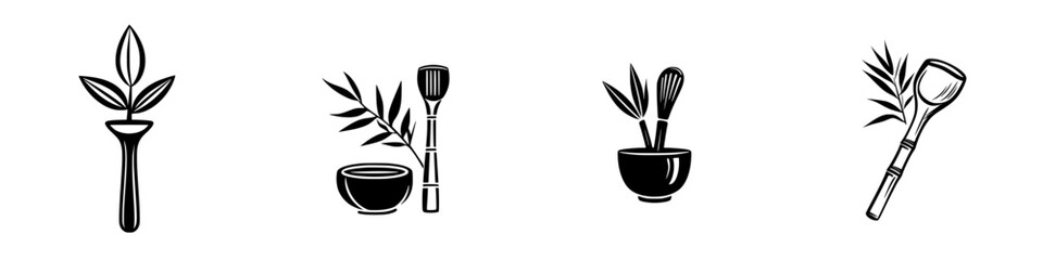 Vector illustration of botanical skincare tools and natural elements for wellness routines and spa treatments