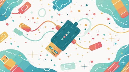 USB Connection Over White Background Vector Illustration
