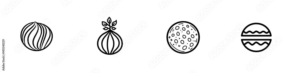 Poster vector illustration icons of various abstract shapes, showcasing different designs and patterns in a