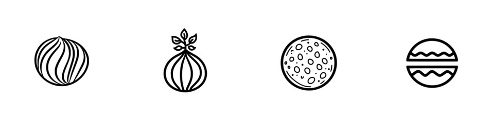 Vector illustration icons of various abstract shapes, showcasing different designs and patterns in a minimalist style