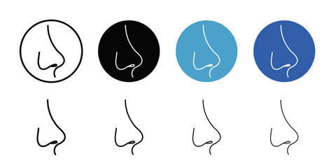 Human nose icon Black and white outline vector
