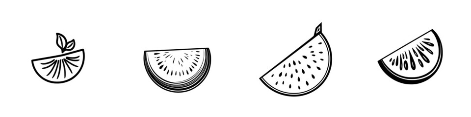 Vector illustration of various watermelon slices arranged in a decorative pattern
