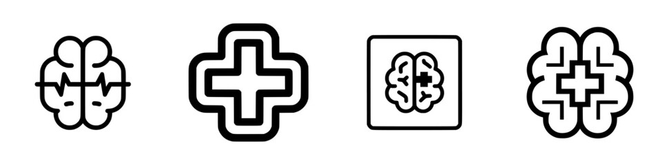 Unique vector illustration icons depicting brain activity, health, and wellness concepts for educational purposes