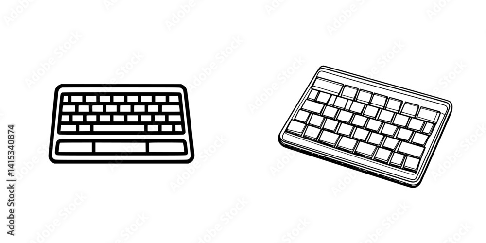 Poster vector illustration of two distinct keyboard designs showcasing different layouts and styles for dig