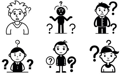 Naklejka premium Confused and Questioning Cartoon Characters