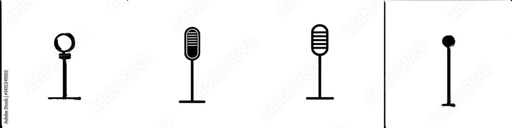 Aufkleber classic microphone vector illustrations representing different styles and designs in black and white